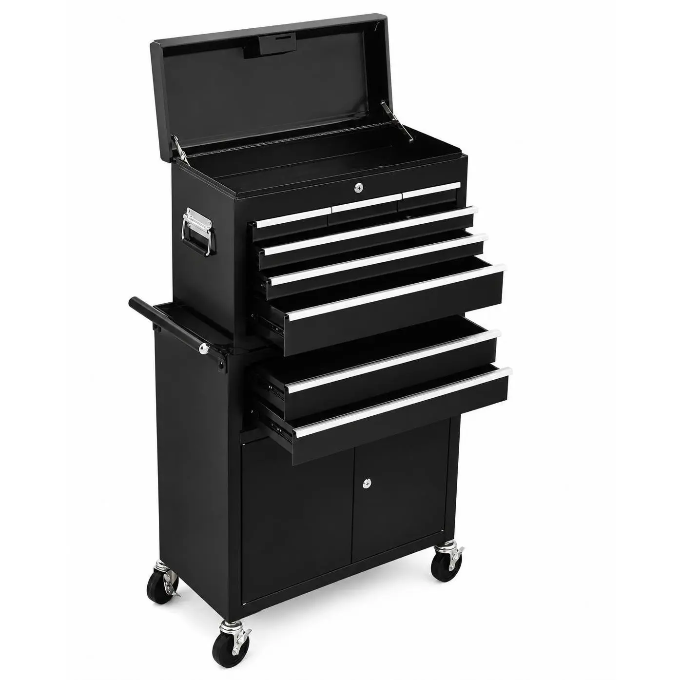 8 Drawer Rolling Tool Chest, Rolling Tool Box with Wheels, Lockable & Detachable Top Tool Box, Portable Tool Box for Garage Workshop and Tool Room