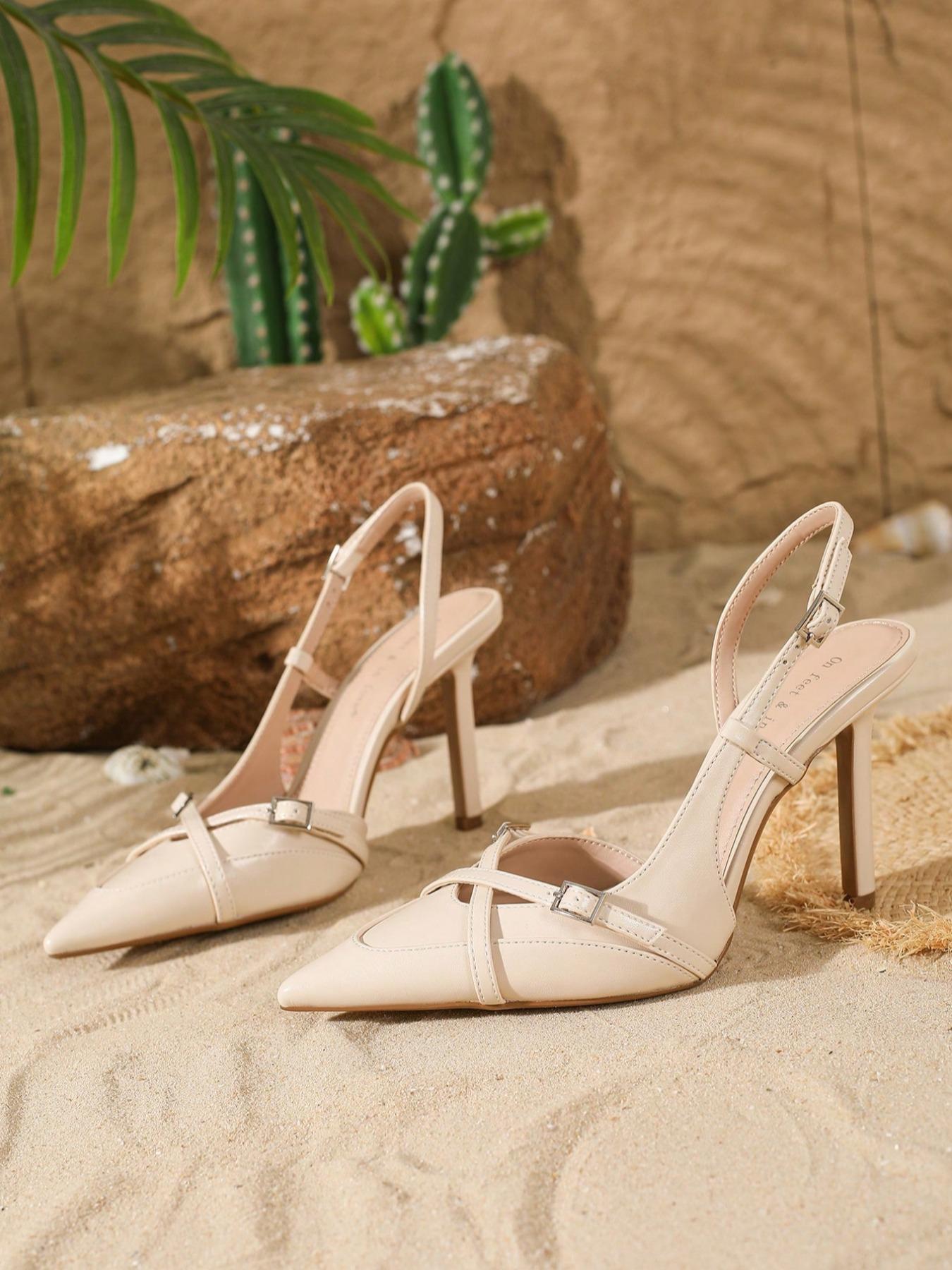 Women's Elegant Cross-Strap Pointed Toe Stiletto Heels, Buckle Fastening for Dresses and Weddings, Patent Leather for All Seasons, Elegant Party Footwear