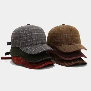 Unisex Low-Profile Vintage Plaid Check Dad Cap - Retro Classic Checkered Pattern Hat, Adjustable Brush-Soft Cotton-Poly Flannel Paneled Dark Academia Casual Headwear