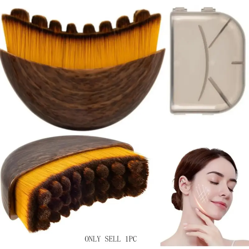 Ergonomic Facial Lymphatic Massage Roller, Jaw & Chin Shaping Dry Brush for Lymph Drainage & Fatigue Relief, Single Unit Daily Skincare Use, Face Lymphatic Drainage Brush