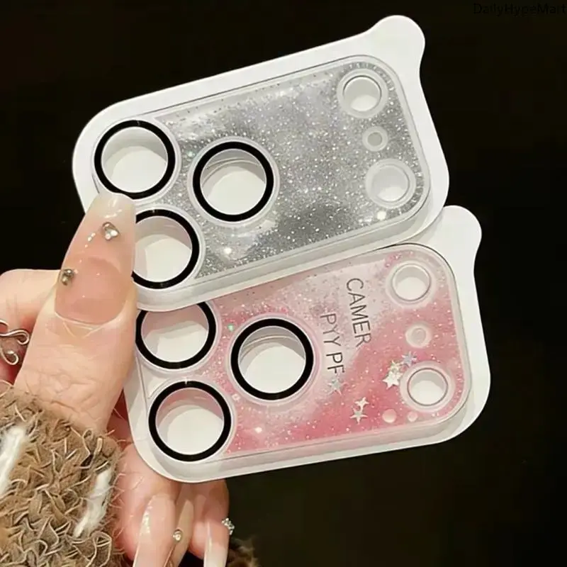 iPhone 17 Pro Max Camera Lens Protector - Bling Quicksand Glitter Stars Glass Cover, Anti-Scratch, Stylish, Fashionable Element, Style-Focused Protection Accessory