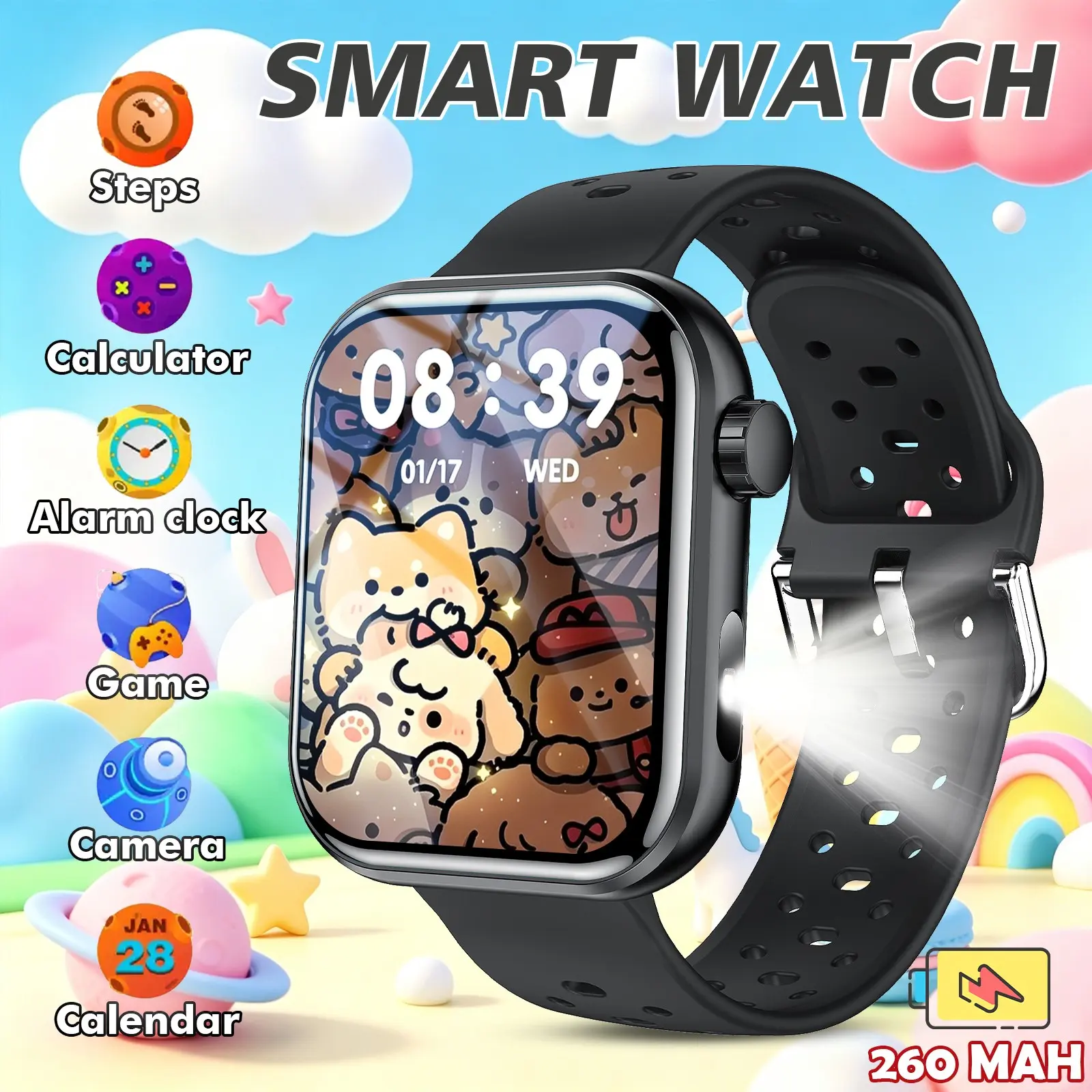 New Smart Game Watch, Multifunctional Watch, Features Camera, Album, Games, Calculator, Calendar, LED Light, Perfect Holiday Gift for Kids