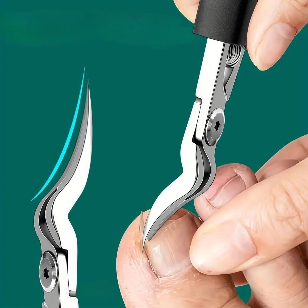2026 2Pcs Stainless Steel Ingrown Toenail Clipper Set, Sharp Curved Blade Thick Hard Nail Trimmer, Professional Pedicure Nail Care Tool Summer Foot Care Essential