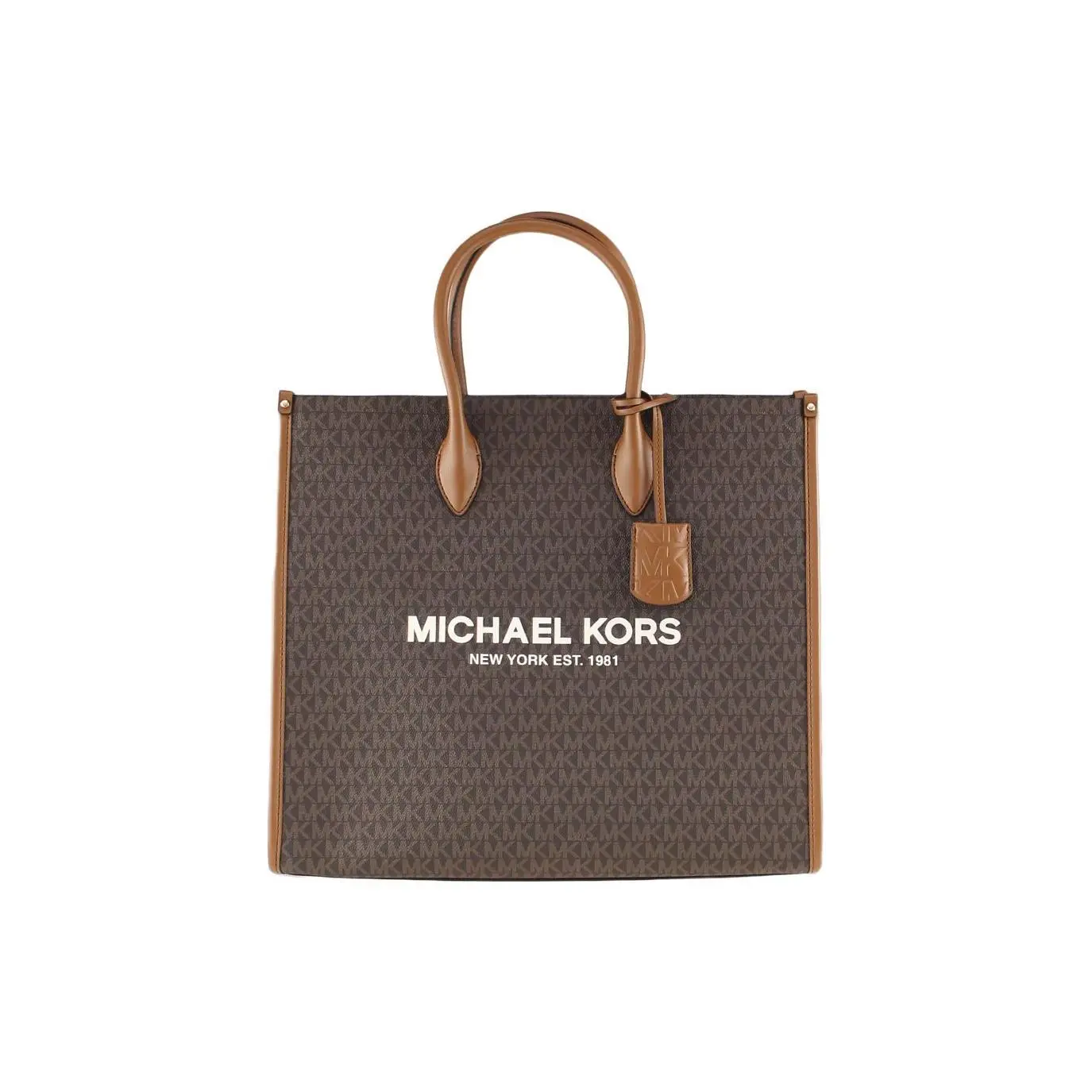 Michael Kors MK Mirella Tote Bag for Women – Monogram-Print Polyurethane Shoulder Bag in Brown