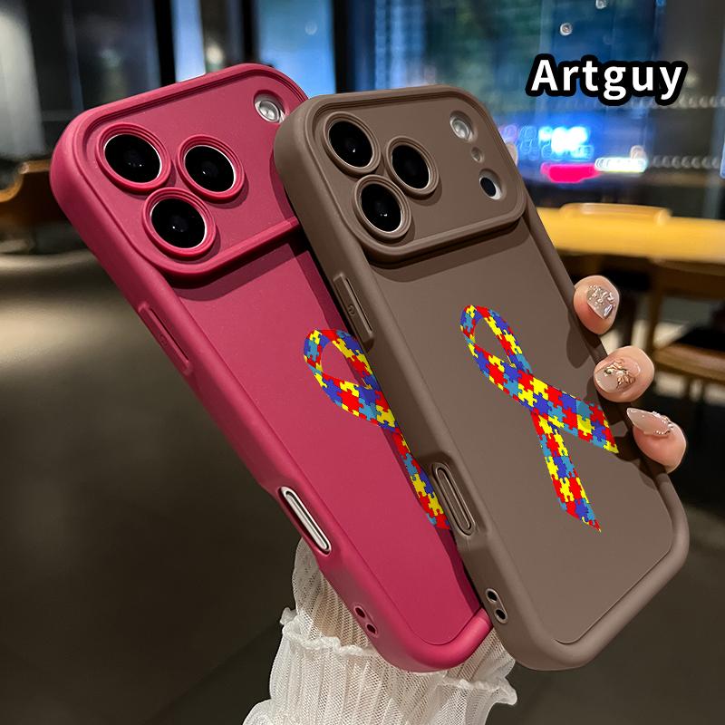 Phone Case for iPhone 17 Pro Max 16 Plus 15 14 13 12 11 Air E Autism awareness ribbon Drop Protection Shockproof Soft Silicone smartphone Cover