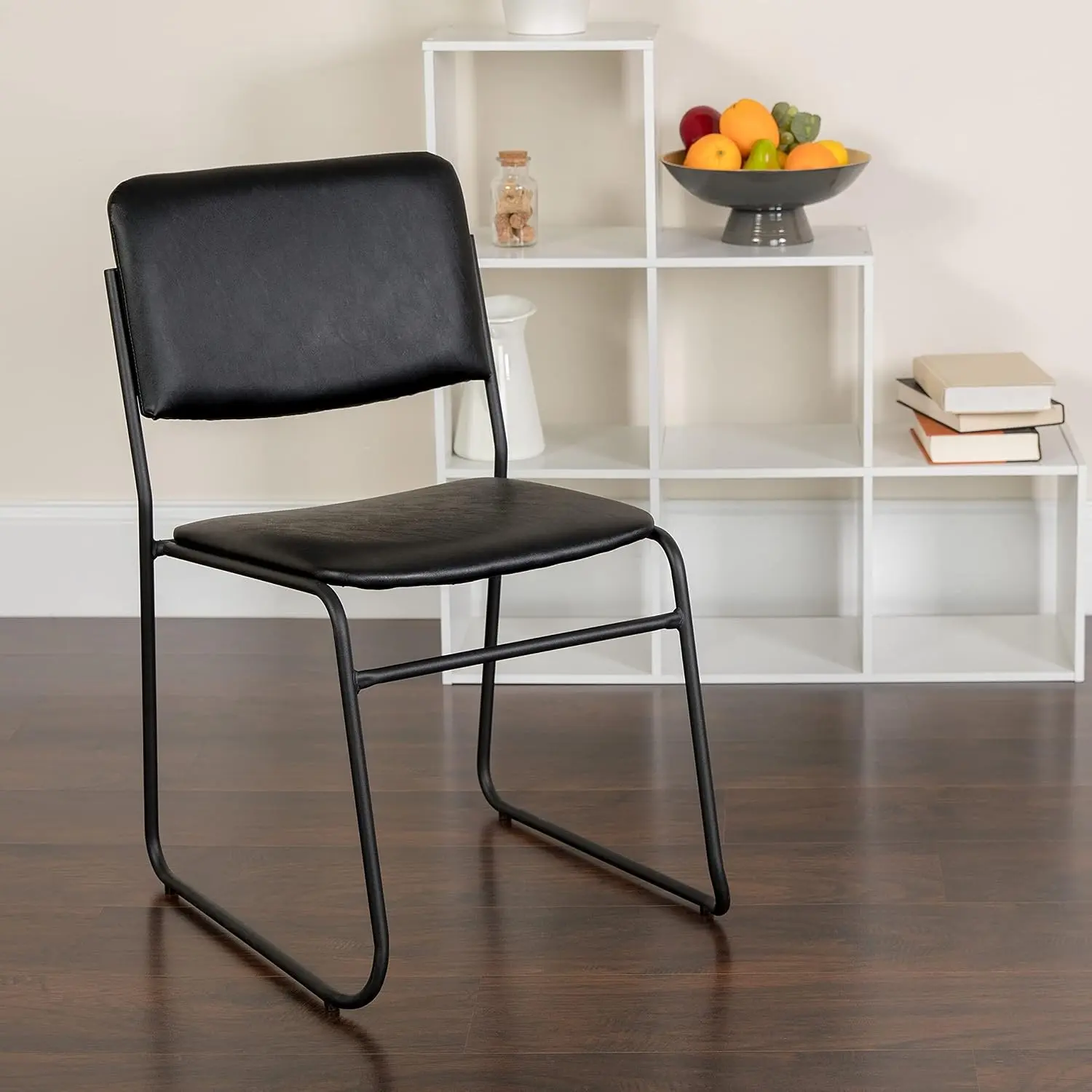 500 lb. Capacity High Density Black Vinyl Stacking Chair