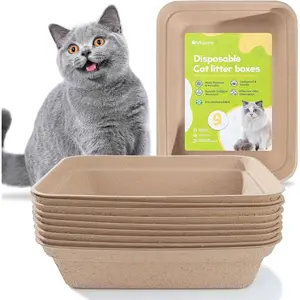 Disposable Cat Litter Box(9-Pack), Large Litter Boxs for Travel Home Use(16.7 x 13.4 x 4 in)