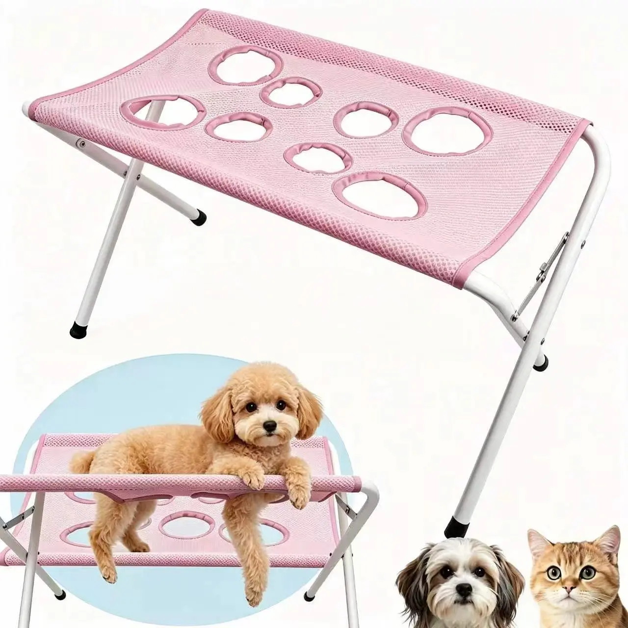 Small Medium Pet Grooming Hammock, Cat Dog Bath Shave Nail Clipper Stand, Anti-Scratch Bite Escape, Blue Colors