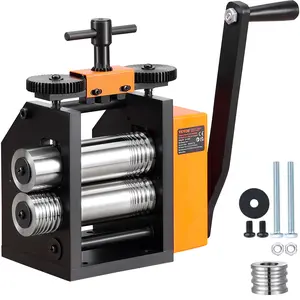 【DealsForYouDays】VEVOR Rolling Mill, 2.95"/75 mm Jewelry Rolling Mill Machine, 1: 2 Gear Ratio, 3-in-1 Multi-function Rolling Mill, 0.03-6.5mm Press Thickness for Metal Jewelry Making Sheet Square Wire Semicircle