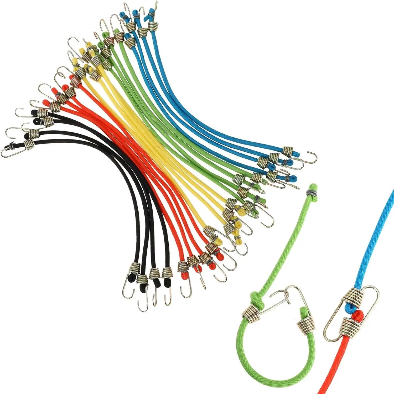 20 Pack Mini Bungee Cords with Hooks 10 Inch Short Bungee Cords,Multicolor Rubber Bungee Straps for ,Camping,Tools,Tarpaulin and Cargo, Christmas Ornaments