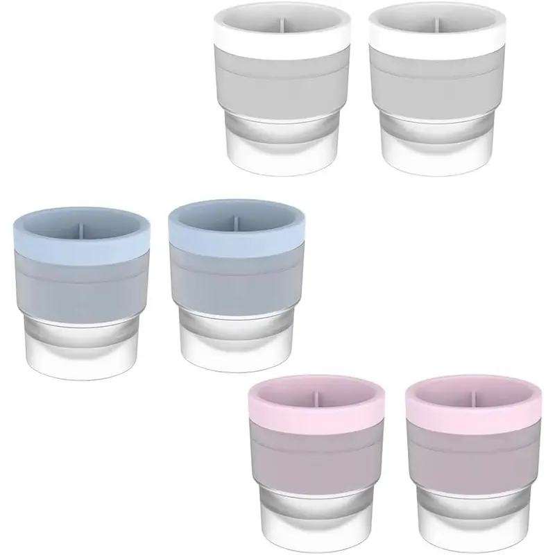Stackable Circular Ice Hockey Mold-Whiskey Ice Mold, Round Ice Cube Molds, Large Ice Balls Maker with Lid, Easy-release Ice Ball Maker Molds for Cocktails, Drink, Tea, Coffee, Whiskey (3 colors)