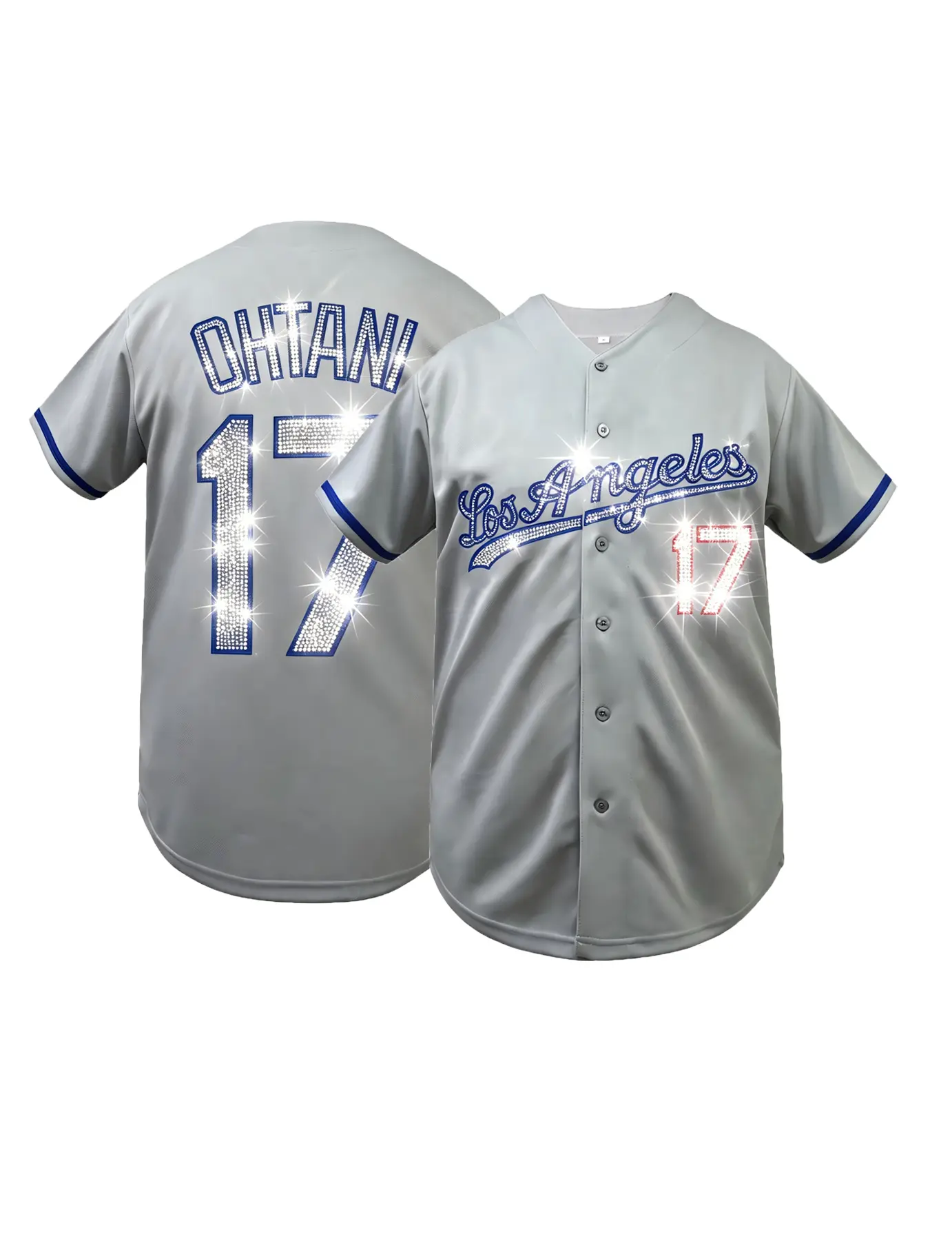 Los Angeles #17 Rhinestone Baseball Jersey Men Women Bling Sparkle Diamond Embellished Baseball Shirt Game Day Party Casual Wear Sportswear Clothing Baseball Sports Jersey