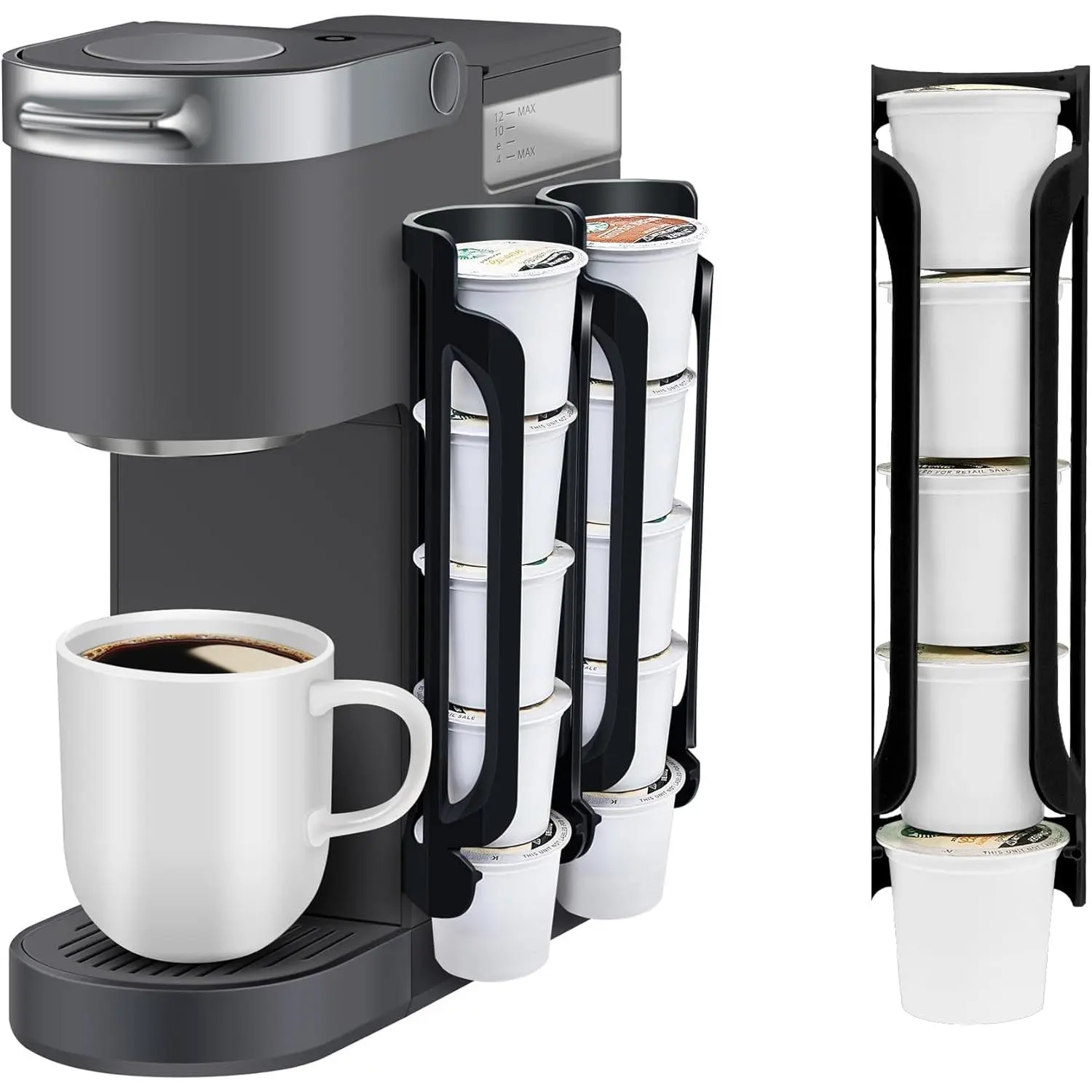 K Cup Holder for : Coffee Pod Holder for Counter Small Space, 2 Black | Space Saving K pod Storage Organizer, Kcup holders for Wall Mount,  for Counters Small Space