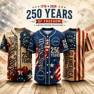 🗽USA 250th Anniversary Baseball Jersey, Patriotic Statue of Liberty Print Shirt, USA 1776–2026 Shirt, Fourth of July Gift for Him
