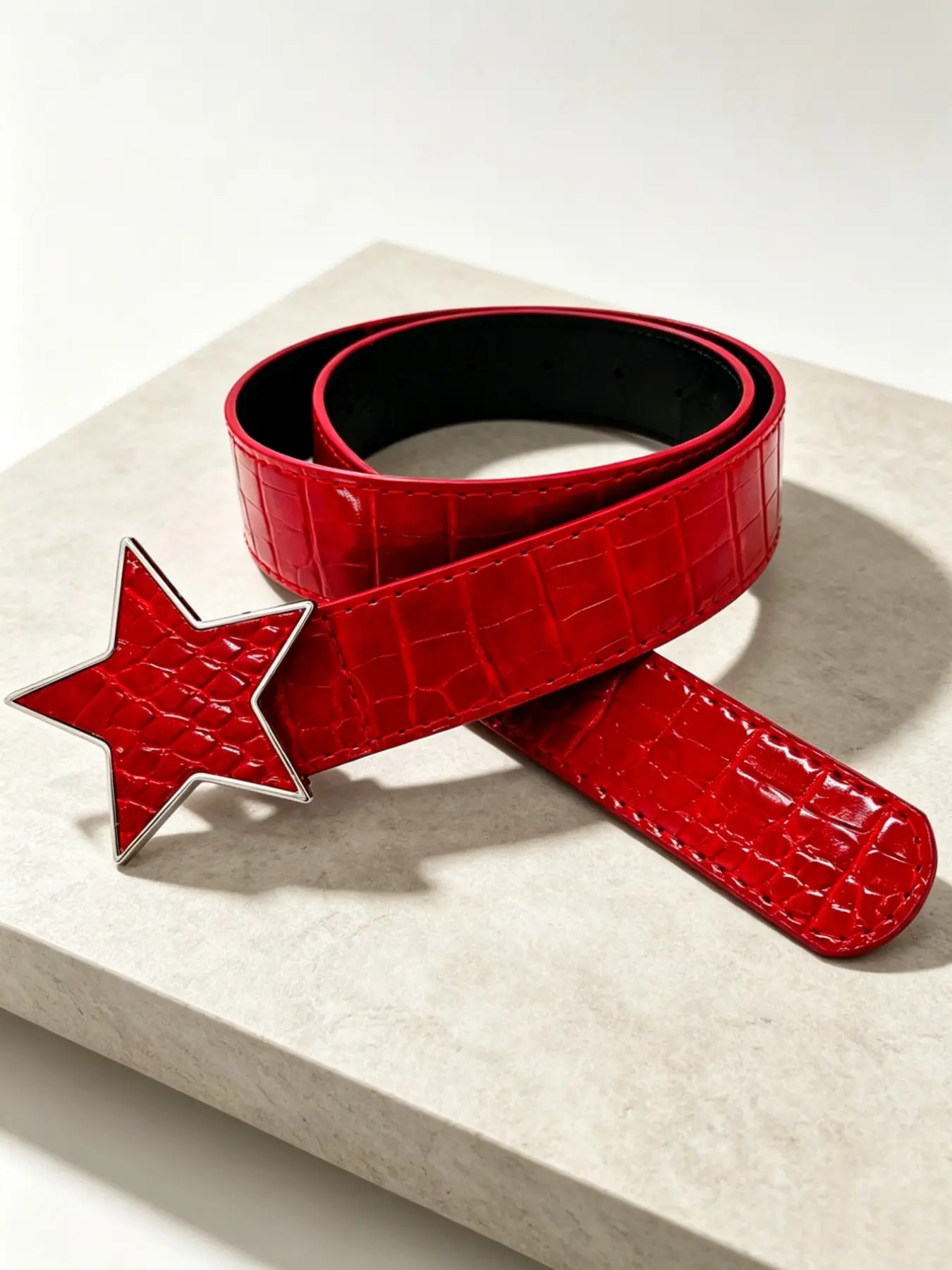 Star Pattern PU Leather Belt, Unisex Statement Belt, Elegant Street Style Waistband, All-Season Fashion Accessory, Unique Rock & Hip-Hop Design, Fashion Belts, Trendy Belt