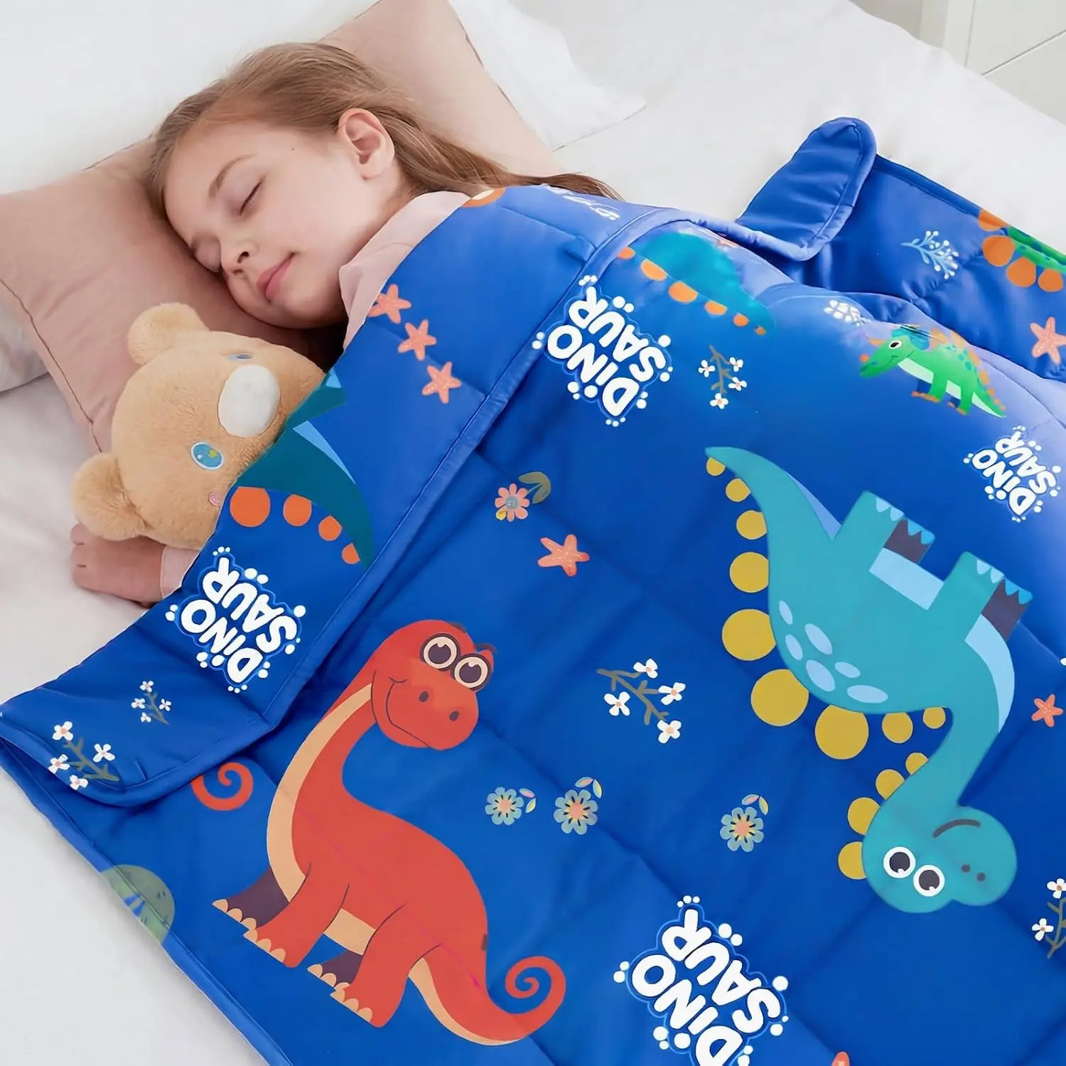 Weighted Blanket - 5 lbs Blue Dinosaur Heavy Blanket - Small Size Breathable Lap Blanket(36"x48", 5 lbs)