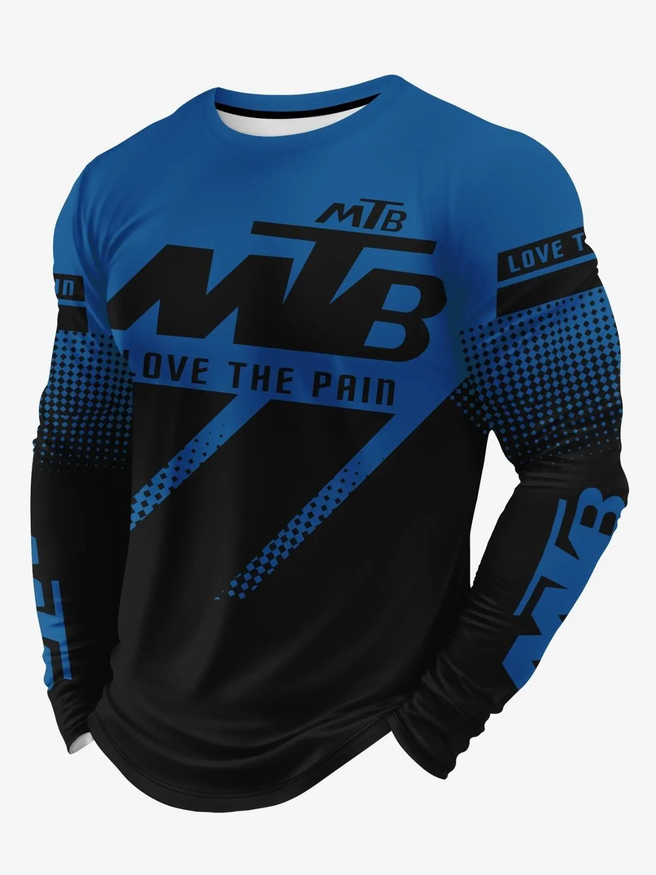 Men's MTB Long Sleeve Cycling Shirt, Quick-Dry Breathable Fabric, Sporty Style, All over Print, Ideal for Mountain Biking, Outdoor Training, Breathable Athletic Top