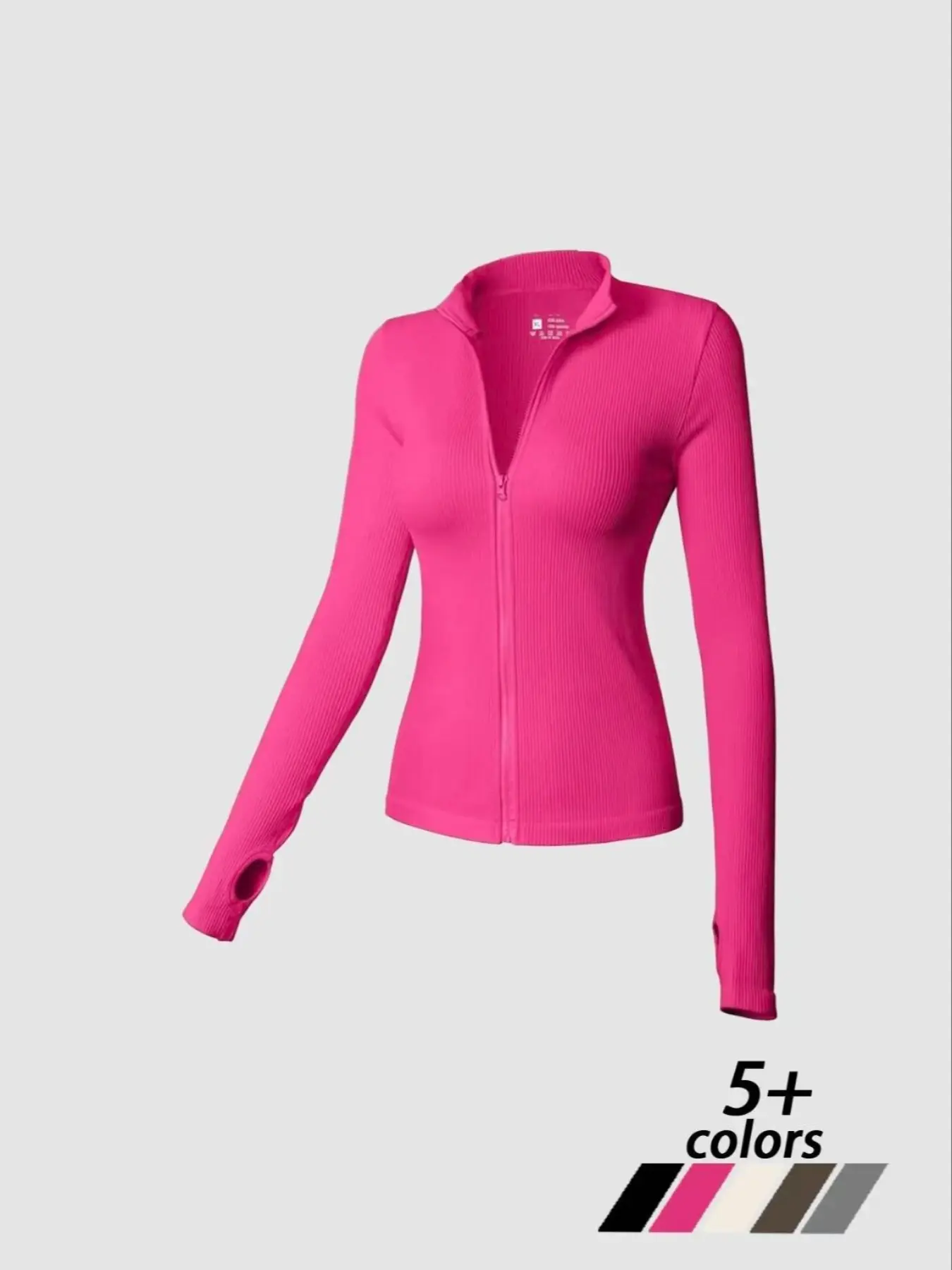 Women's Seamless Yoga Jacket with Thumb Holes, Zipper Closure, Long Sleeve Running Vest, Perfect for Active Lifestyle & Daily Wear
