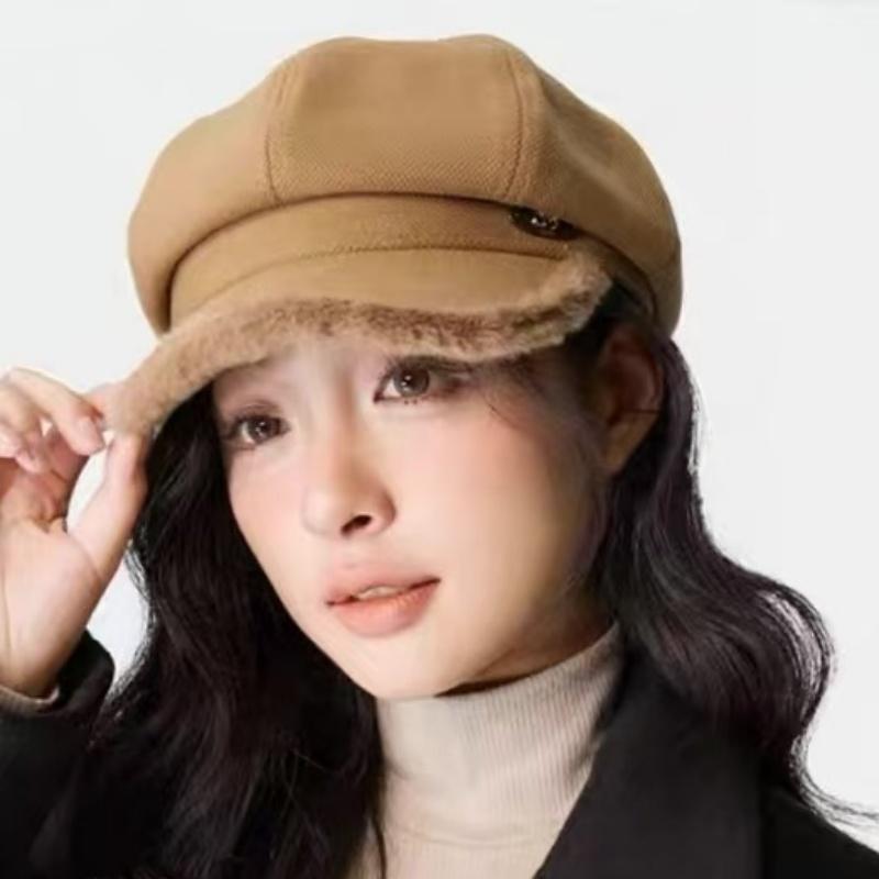 Women'S Elegant Korean Beret Hat - Non-Stretchy Structured Fit, Lightweight Warm Winter Cap for Everyday & Formal Outfits - Chic Cold Weather Accessory for Women, Cute Hats, Seasonal Fashion, Classic Design, Durable Construction, Stylish Headwear, Fashion