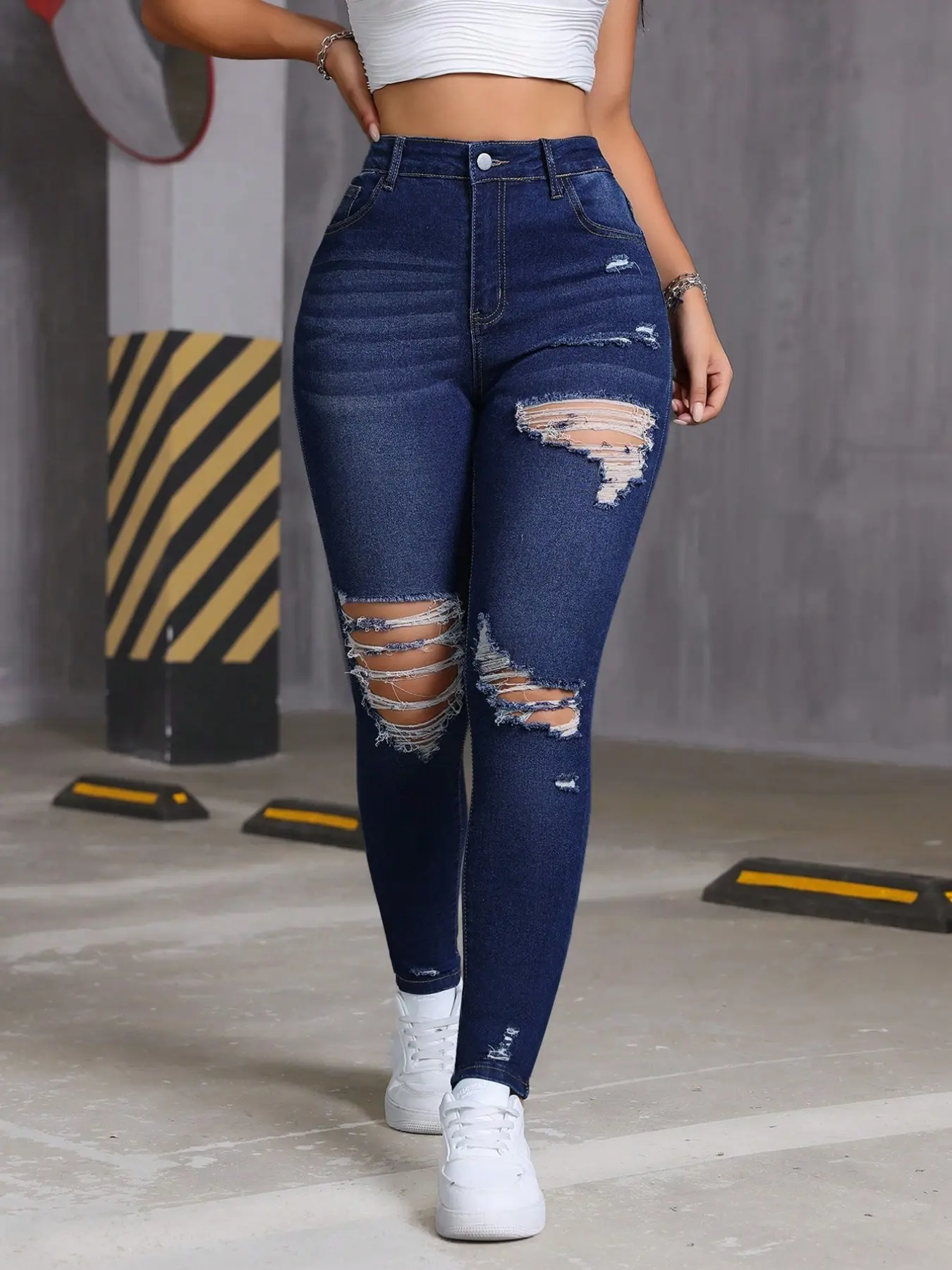Fall Halloween Back To School Birthday Mexican Dark Wash Ripped Skinny Denim Jeans