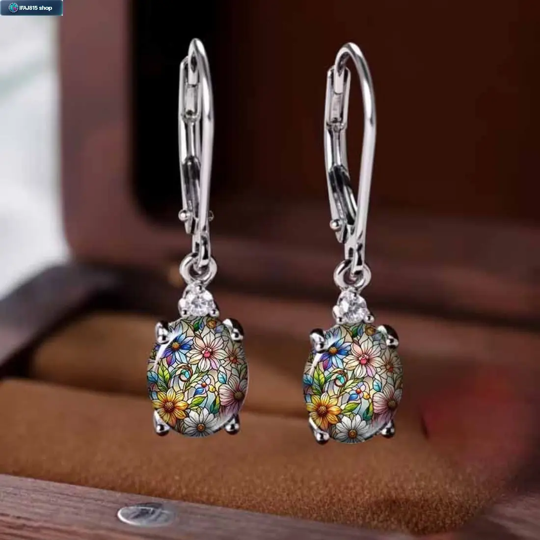 Women's Glazed Colorful Flower Dangle Earrings - Vintage Elegant Lightweight Polyester Statement Jewelry, Unique Accessory for Party, Wedding Gift