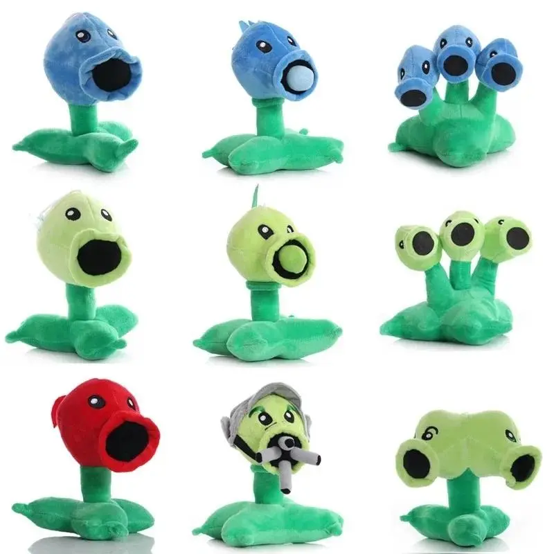 2026 hot item18cm Plants vs Zombies Peashooter Plush Toy Doll Cute Snow Pea Threepeater Plush Soft Stuffed Toys Gifts for Children Kids