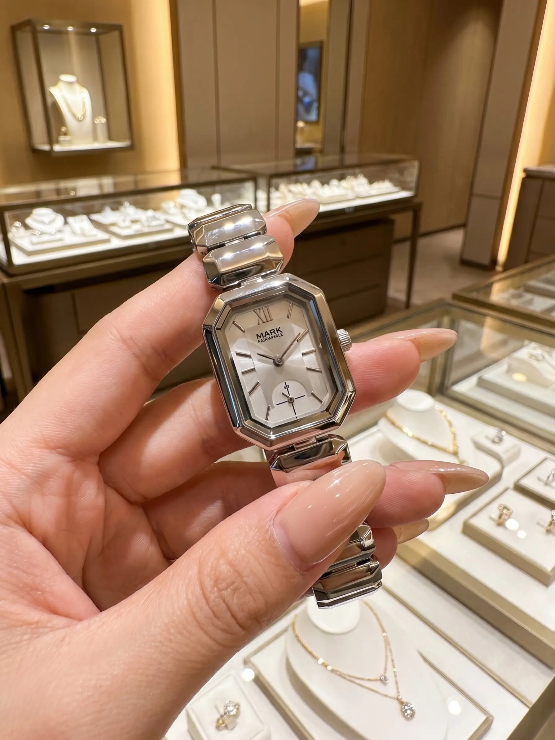 Mark Fairwhale Fashionable Minimalist Luxury Small Square Quartz Watch, Stylish Steel Band Women's Watch Fw-3160, Trendy Personality Design, Stainless Steel Watches