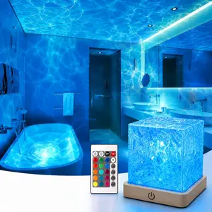 Ocean Wave Projector Lamp, 16 Colors Changing LED Water Ripple Night Light, USB Powered Dimmable Mood Light with Remote Control for Bedroom, Living Room, Party and Holiday Decor