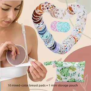 10 Pack Washable Reusable Leak-Proof Nursing Pads with Mini Storage Bag, Removable Breast Pads, Comfortable Breastfeeding Essentials for Moms, Mummy