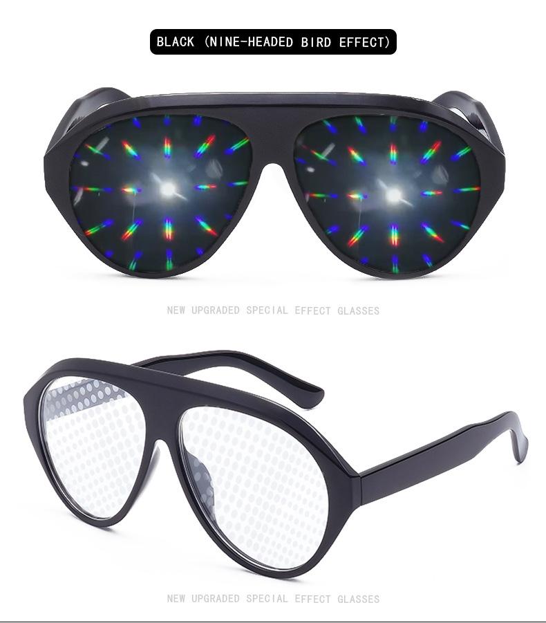2026 Diffraction Glasses Fireworks Effect Sunglasses for Women Men, Light Show Special Effect Shades, Trendy Party Eyewear for Bar Rave Festival Nightclub Events