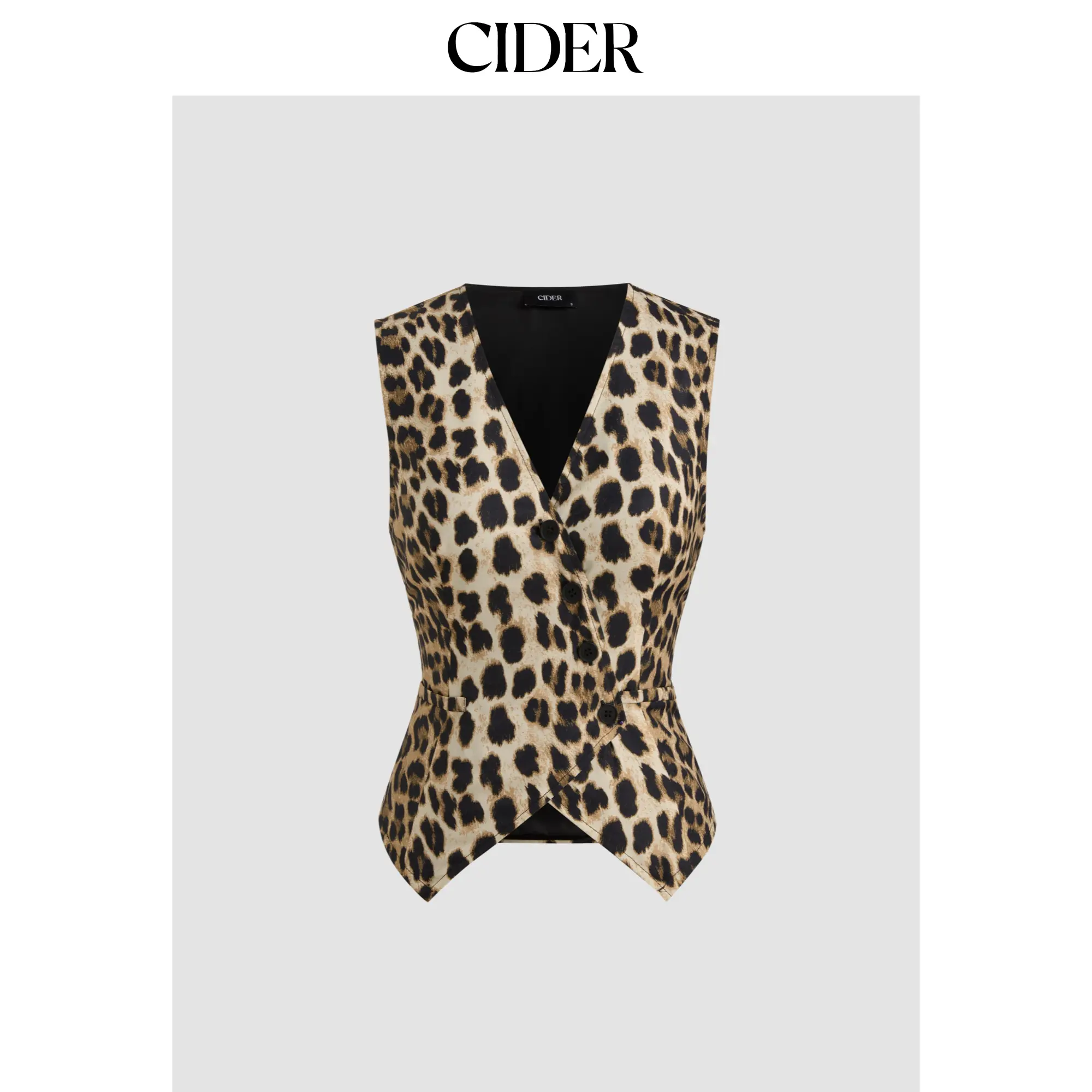 Cider [size 2-26] V-Neck Waistcoat In Leopard Print