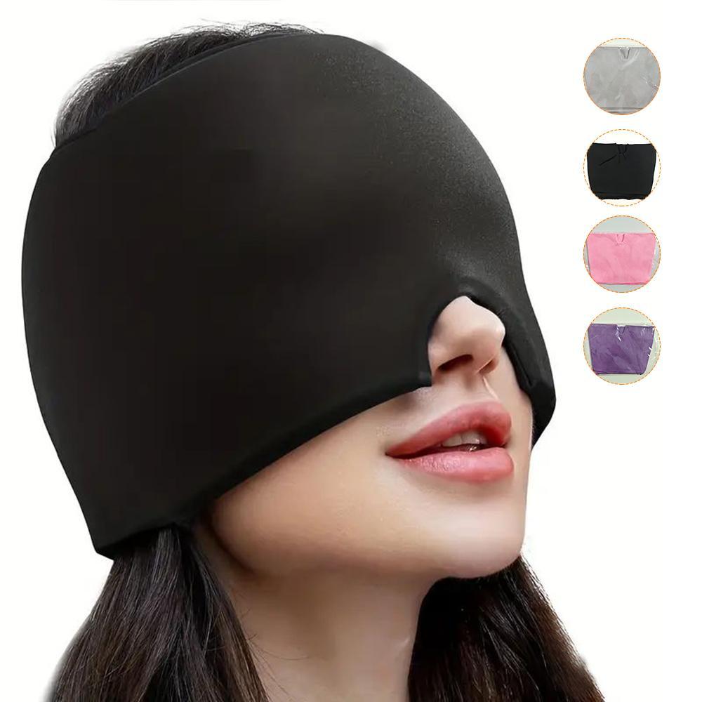 Cold Compress Gel Ice Hat, 1 Count Wearable Cold Pack Head Wrap, Reusable Hot & Cold Eye Mask, Elastic Face & Head Cold Compress Cover, Soft Design for All Skin Types