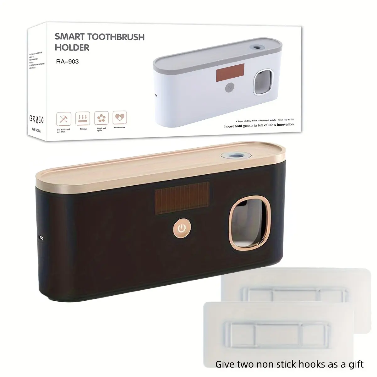 Smart Toothbrush Holder with Toothpaste Dispenser, Wall-Mounted Design, 5 Slot Organizer, USB Rechargeable, Long Battery Life & Sanitizing Feature, Toothbrush Holders for Bathrooms
