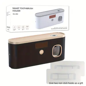 Smart Toothbrush Holder with Toothpaste Dispenser, Wall-Mounted Design, 5 Slot Organizer, USB Rechargeable, Long Battery Life & Sanitizing Feature, Toothbrush Holders for Bathrooms