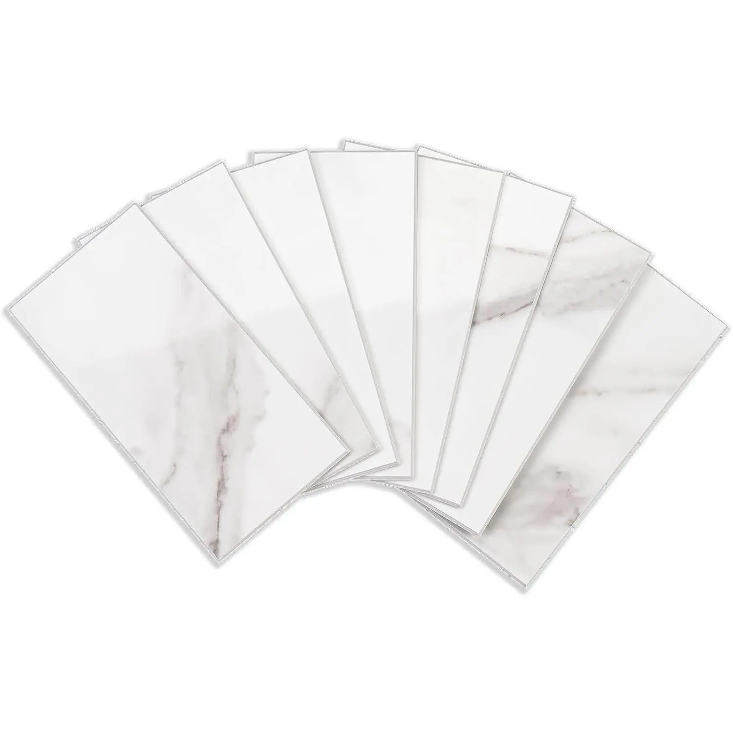 100 count Peel and Stick Backsplash for Kitchen, 3" x 6" PVC Subway Tile 2026 Upgraded Glossy White Marble with White Grout Backsplash Stick  Tile Elevate Kitchen Fireplace RV