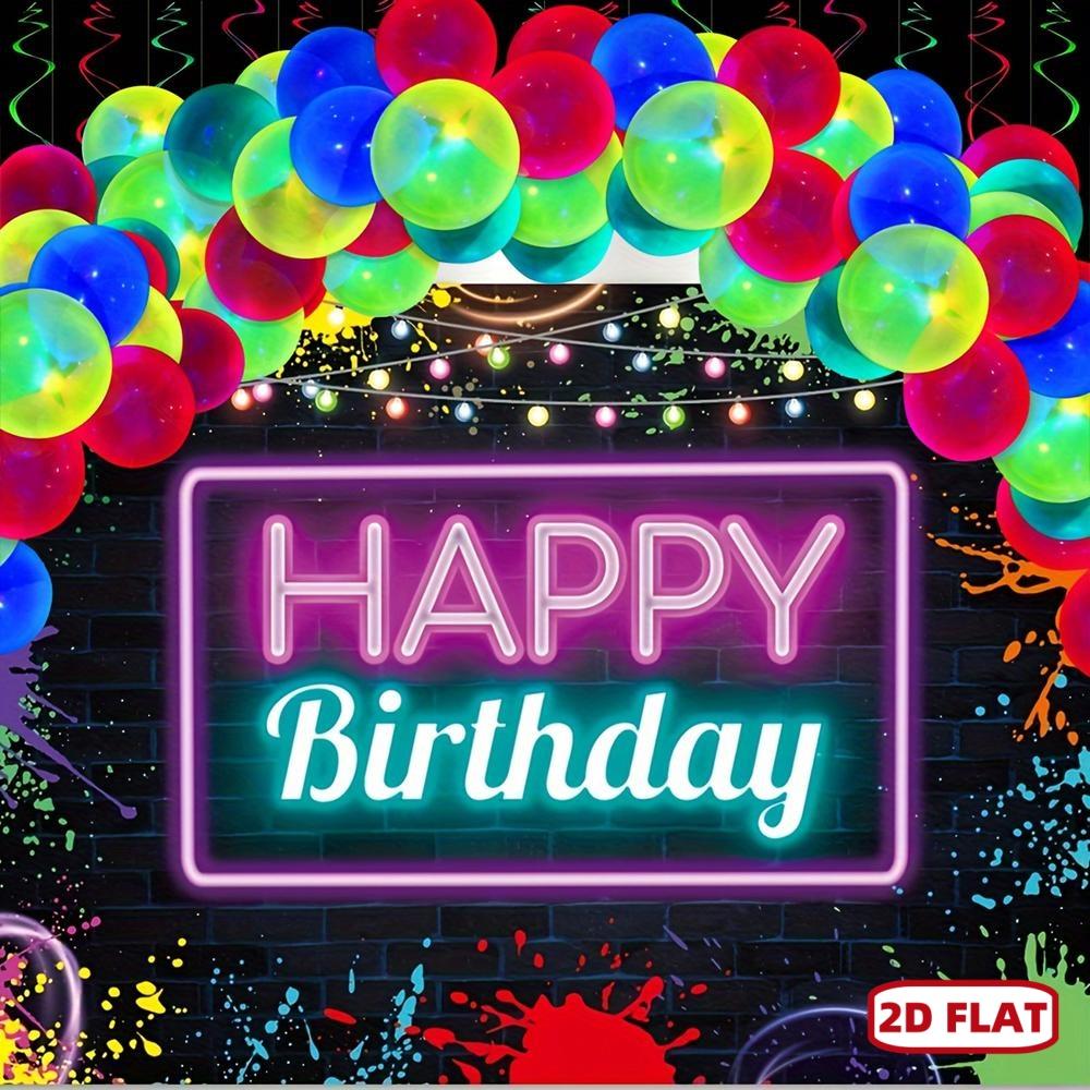 1pc Polyester 2D Flat Crazy Rainbow Birthday Backdrop, Neon Party Decoration, Photo Prop for Parties (Non-Glow Banners/Ornaments), Photo Props
