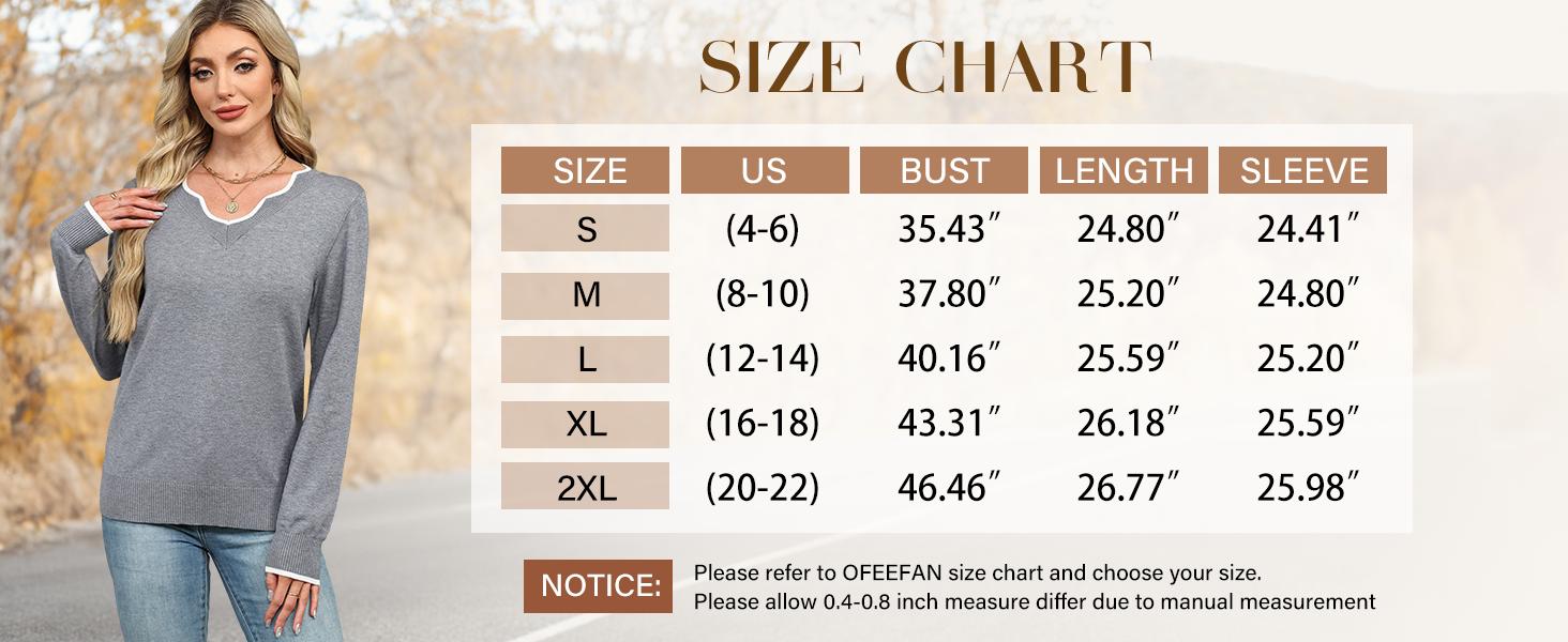 OFEEFAN Women's Soft V-Neck Pullover Sweater Lightweight Knit Top for Layering Casual Apricot Longsleeves