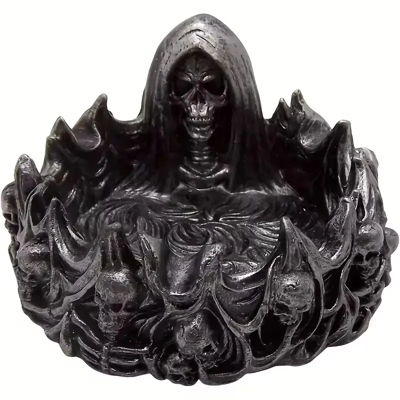 1pc Gothic Skull Reaper Ashtray, Resin Material Decorative Halloween Art, High-End Durable for Bar, Living Room, Bedroom & Garden