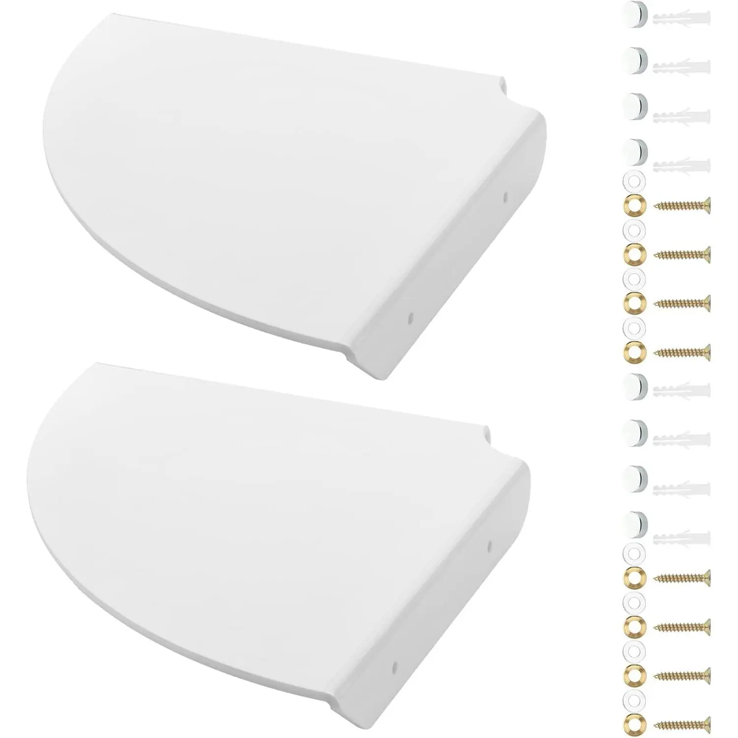 Cosmos 2 Pcs Acrylic Wall Mount Floating Corner Shelves Quarter Round Shower Shelf Hanging Corner Shelves Wall Storage Display Organizer for Bathroom Kitchen Bedroom Living Room (Solid White)