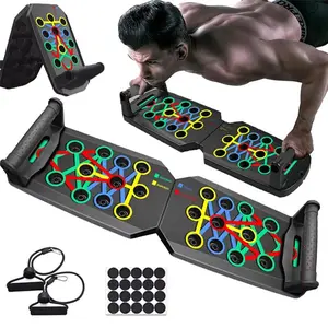 Push Up Board- Multifunctional Home Workout for Fast FitnessResults, Strength Training Equipment for Upper Body, Core, Abswith Non-Slip Base &l Resistance Bands
