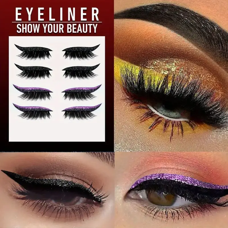 Glue-Free False Lashes with Colorful Eye Shadow, Lazy Person Lash Strips, Quick Makeup, Self-Adhesive Lash and Eye Shadow Combo,Eye makeup is suitable for daily use, festivals, parties and stage performances, Eyelashes