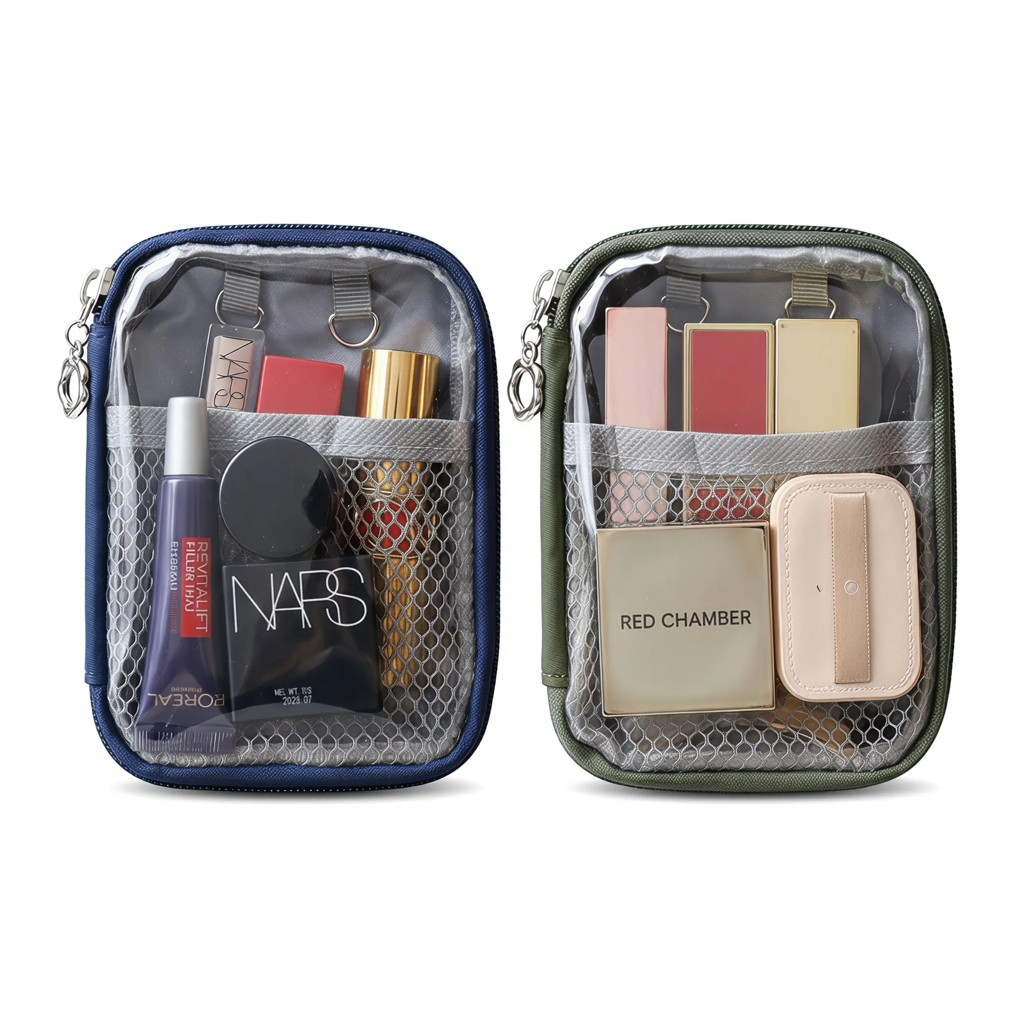 Transparent Makeup Bag for Women, Minimalist Nylon Cosmetic Organizer with Zipper, Compact and Lightweight Pouch for Everyday Travel Carry On, Bags For Everyday, Built-In Organizer Make-Up Bags,back to school,back to school haul