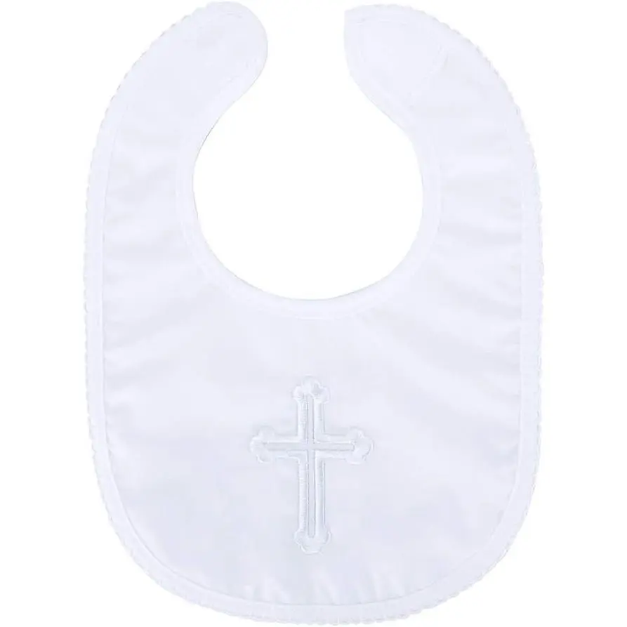 Baptism Bib  Baby Boy and Girls - Soft Cotton Adjustable Christening Outfits Embroidered Cross Bib New model
