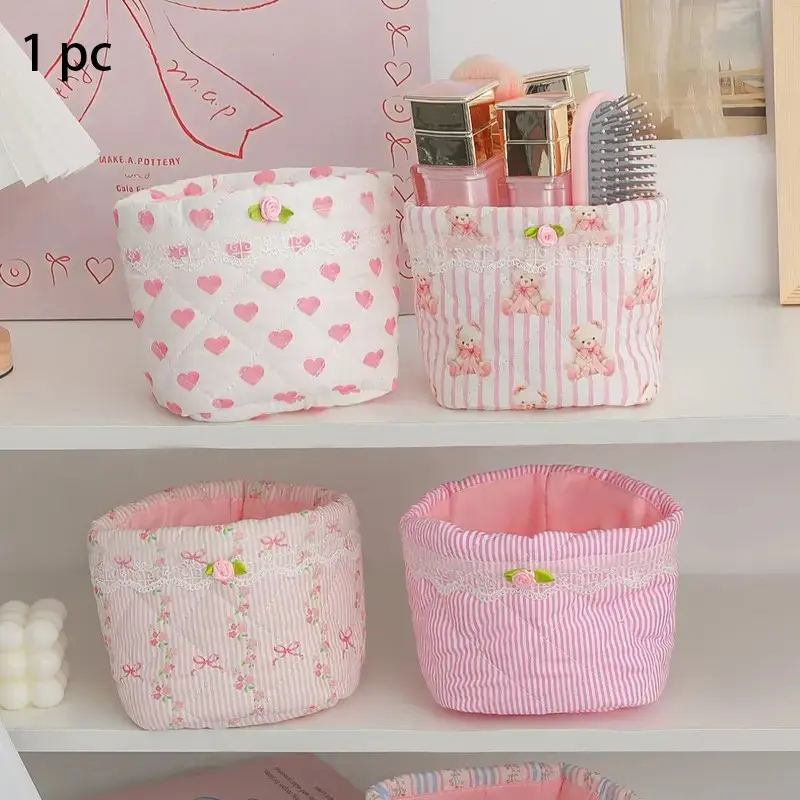 🎀 The "Coquette Desk" Vanity Basket Storage Organizer