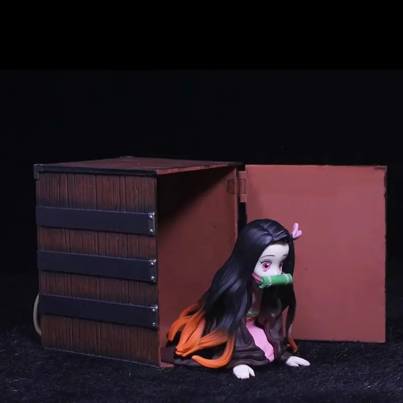 Demon Slayer Nezuko Figure Figurine Wooden Box, Anime Collectible Items Desktop Decor, Gift for Fans, Unique Desk Ornament, Perfect Present, Figurine Collectibles, Collectible Figurines, Boxed Model Figurine