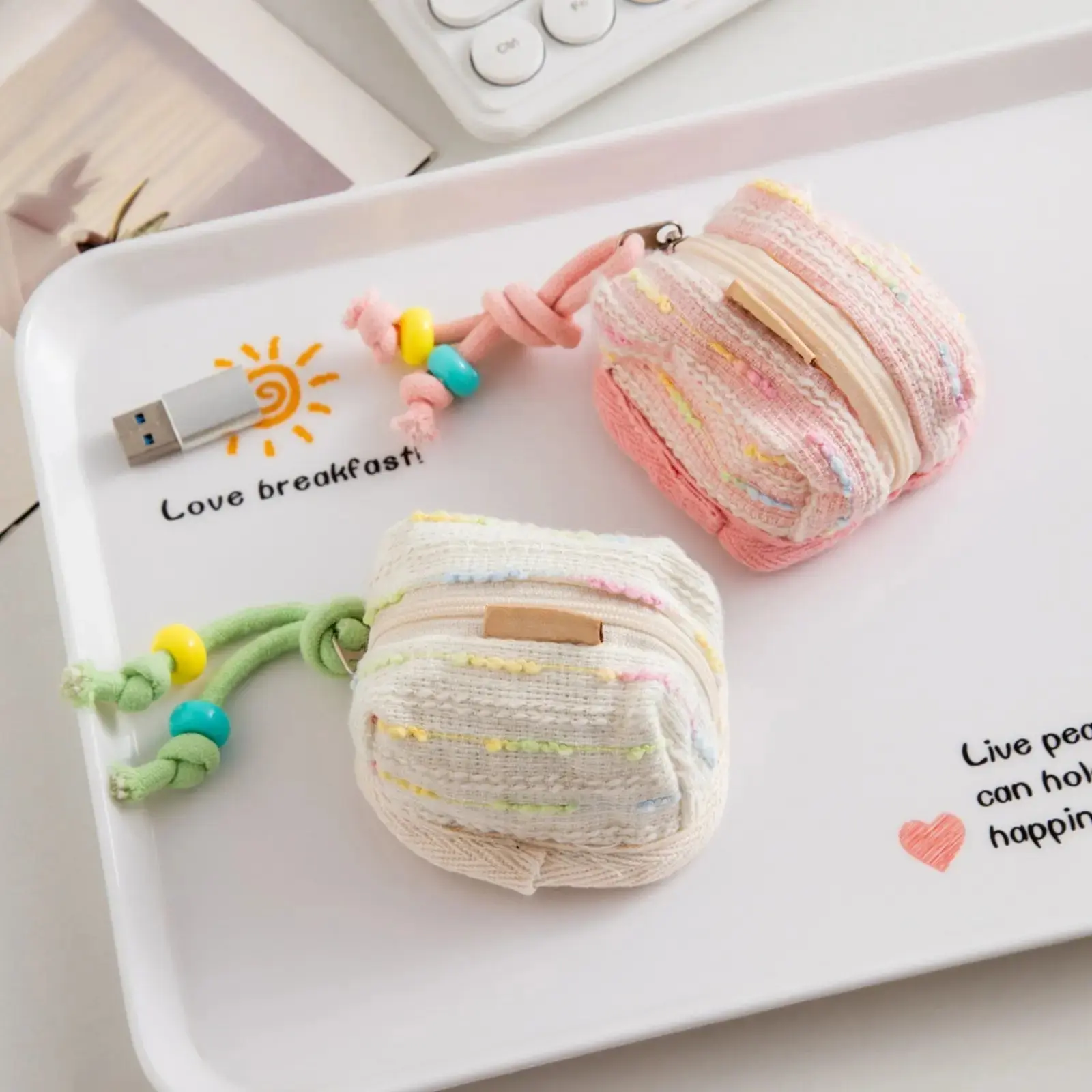 Women's Textile Zipper Mini Pouch - Compact Multi-Use Organizer for Travel Cards, Gadgets, Makeup & Everyday Essentials (Bag Accessory)