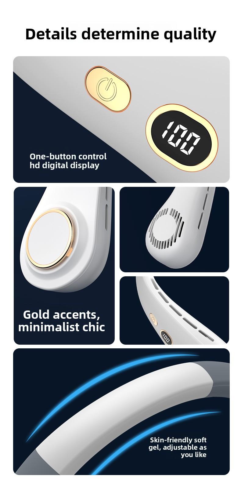 New Neck-Hanging Bladeless Fan USB Rechargeable Office Lazy Person Portable Silent Mini Fan