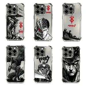 Berserk  Hot Blood Anime Plating Case  for iPhone 17, 16, 15, 14, 13, 12, 11 Pro Air Plus ProMax and Samsung S26-S22 Plus shock-absorbing phone cases,anti-scratch shockproof tpu first choice fashionable gift.