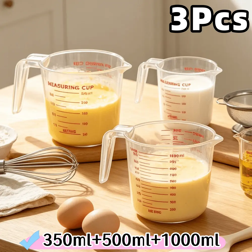 Glass Measuring Cup, Heat-resistant, Equipped with Ergonomic Handle, Can Be Safely Used In Microwave Ovens and Ovens. The Transparent Cup Body Is Equipped with Precise Dual Scales, Suitable for Baking, Cooking, and Mixing Batter