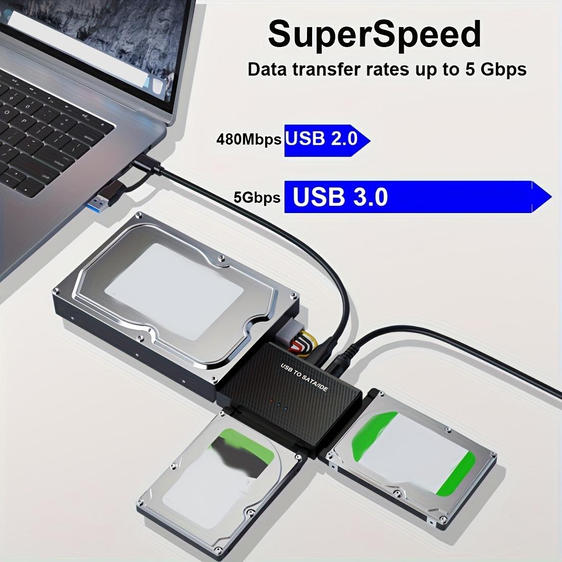 Hard Drive Reader, IDE SATA to USB 3.0 Connector, USB + Type C External Hard Drive Data Ultra Recovery Converter with USB-C and USB-A Connectors for 2.5/3.5 HDD/SSD, 5.25 DVD-ROM, CD-ROM, CD-RW, DVD-RW, DVD+RW Optical Drive - Reliable Data Recovery